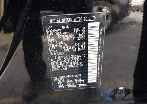 2017 Nissan Armada Platinum from USA, damaged, VIN JN8AY2NE6H9701277